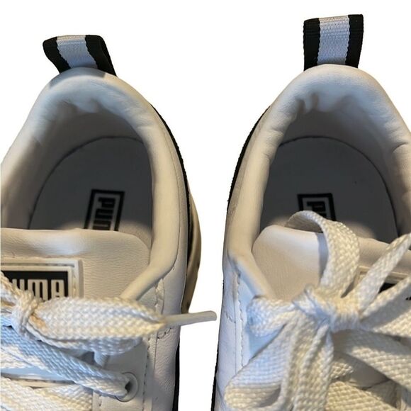 Puma Mayze White and Black Leather and Suede Lace Up Sneaker Women's Size 8.5 - Picture 3 of 10